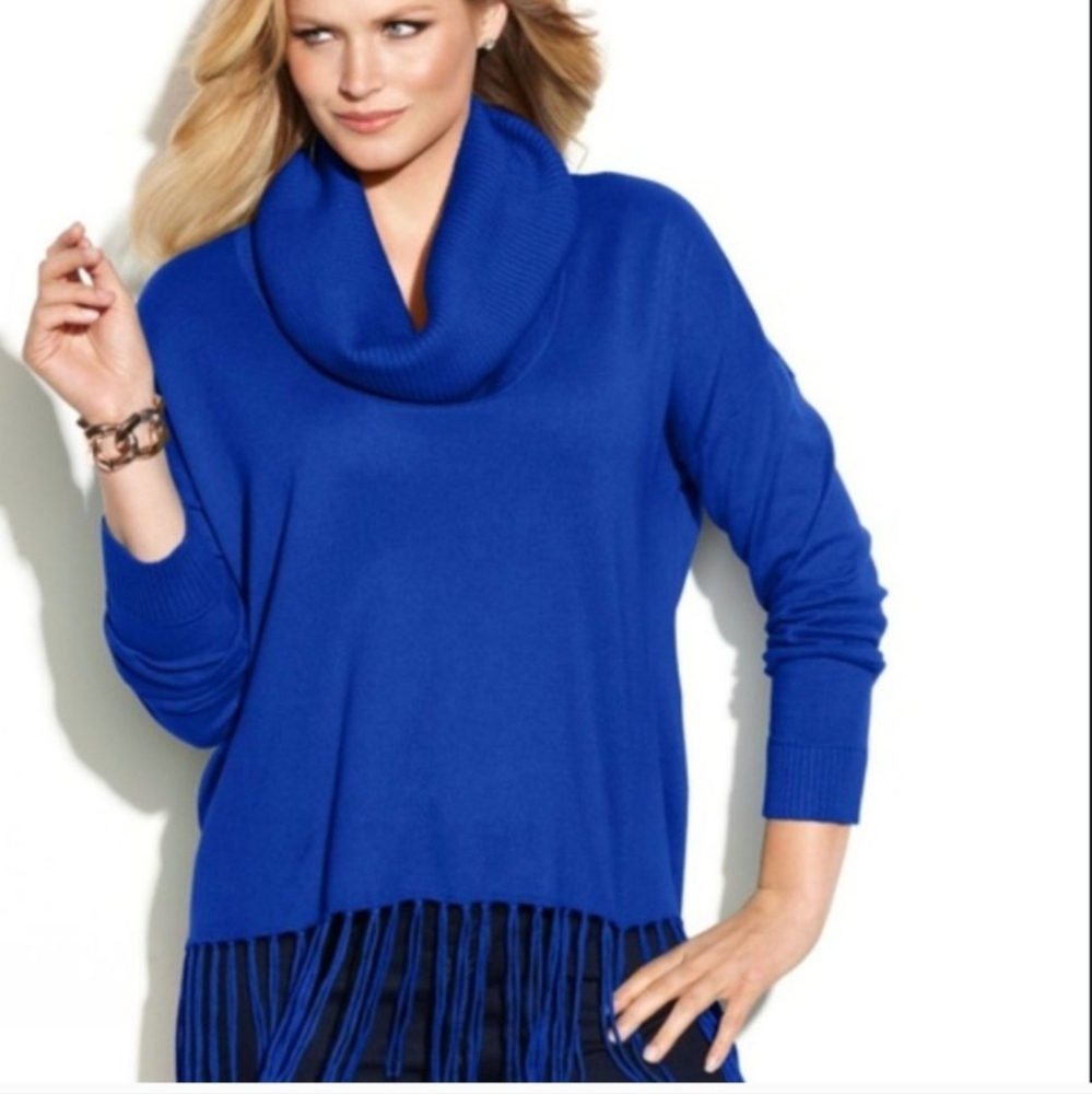 Michael Kors Blue Turtleneck Sweater Knit